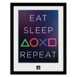 PlayStation Collector Print Framed Poster Eat Sleep Repeat