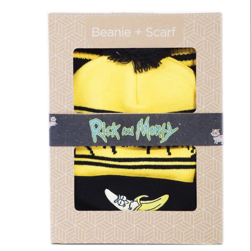 Rick and Morty Banana Beanie Scarf Gift Set
