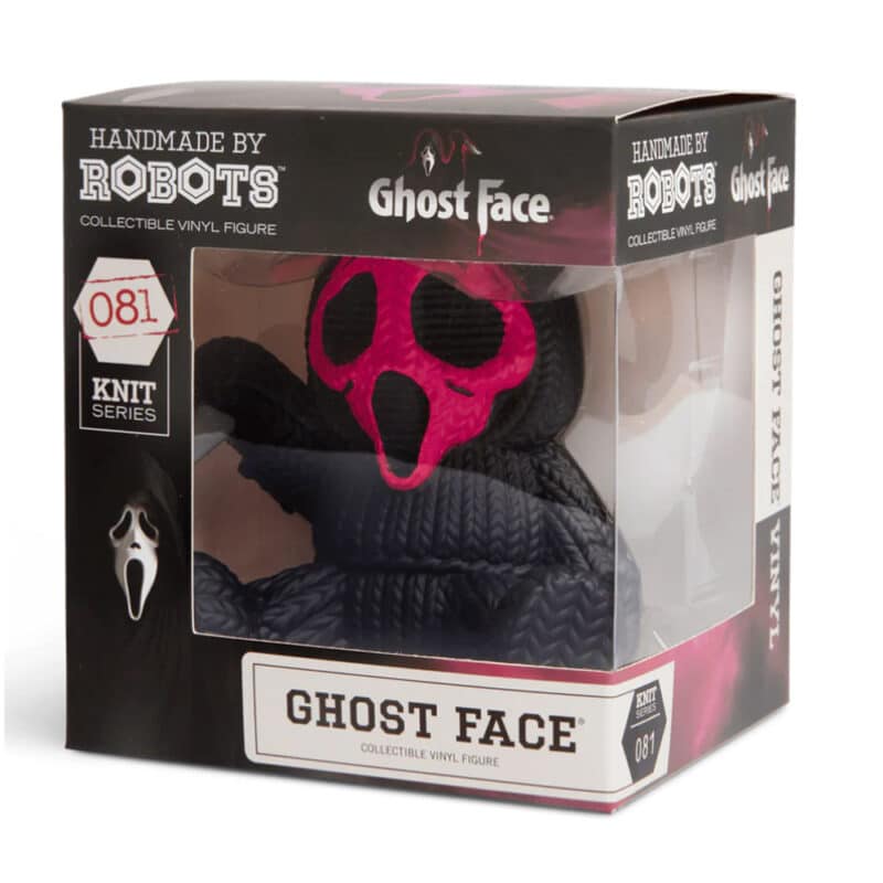Handmade by Robots Knit Series Fluorescent Pink Ghost Face Vinyl Figure