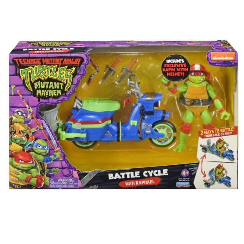 Teenage Mutant Ninja Turtles Mutant Mayhem Turtle Cycle with Sidecar and Raphael Action Figure