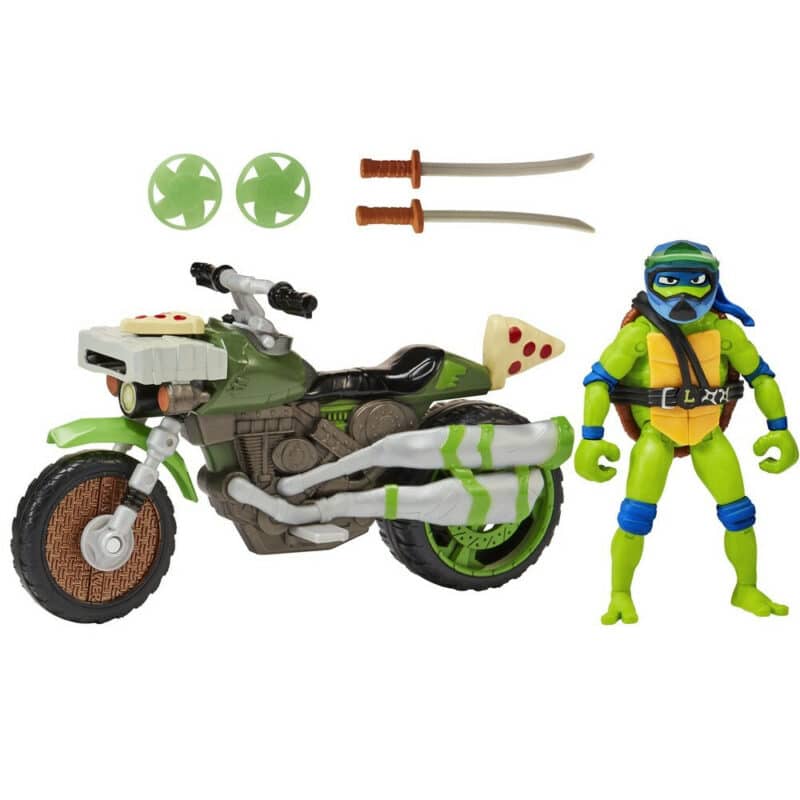 Teenage Mutant Ninja Turtles Mutant Mayhem Turtle Drive N Kick Cycle with Leonardo Action Figure