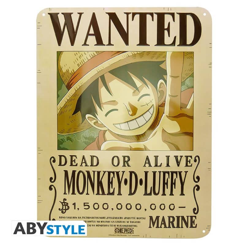 Металлический плакат One Piece - Luffy Wanted New World