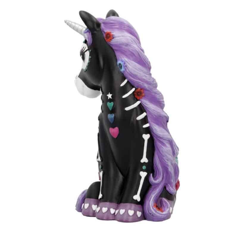 Sugarcorn Black Day of the Dead Skeleton Unicorn Figurine