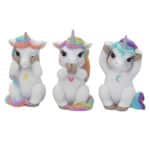 Three Wise Cutiecorns Ornament Cute Unicorn Figurine Set