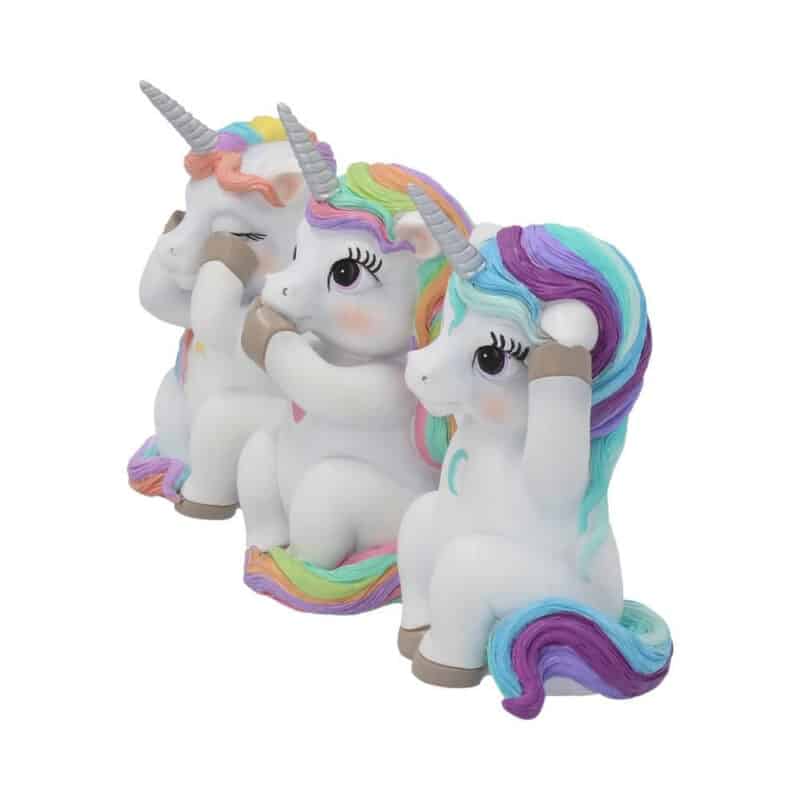 Three Wise Cutiecorns Ornament Cute Unicorn Figurine Set