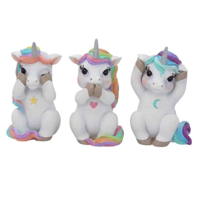 Three Wise Cutiecorns Ornament Cute Unicorn Figurine Set