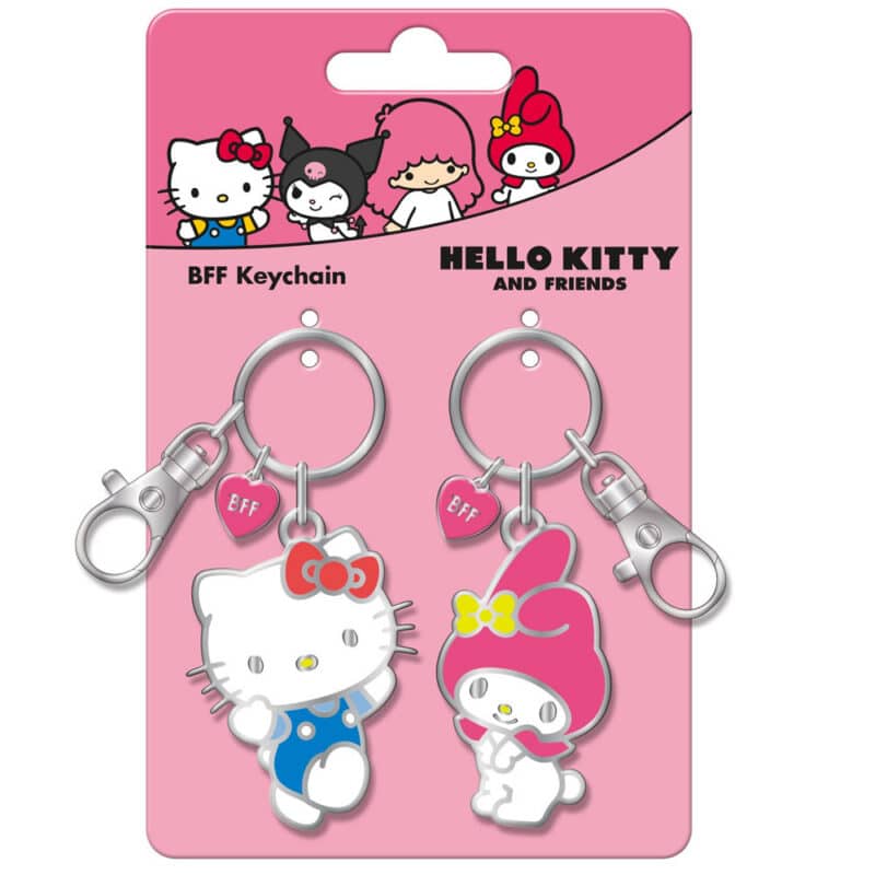 Hello Kitty & My Melody Duo Set Metal BFF Keychains