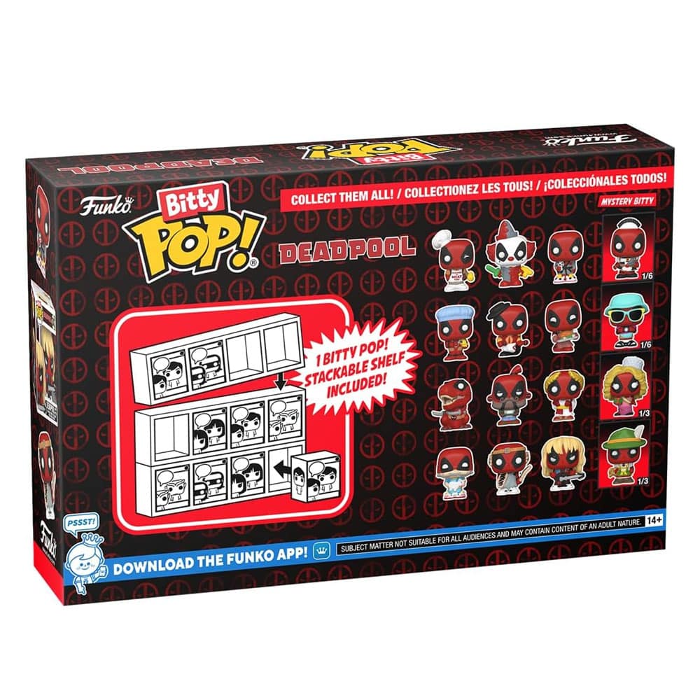 Funko Bitty Pop! Marvel Deadpool Mini Collectible Toys – Deadpool (Backyard Griller), Deadpool (Clown), Deadpool (Bedtime) & Mystery Chase Figure