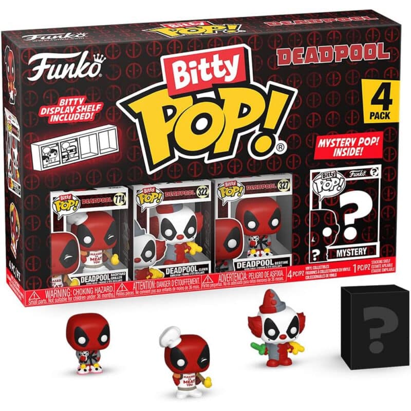 Funko Bitty Pop! Marvel Deadpool Mini Collectible Toys – Deadpool (Backyard Griller), Deadpool (Clown), Deadpool (Bedtime) & Mystery Chase Figure