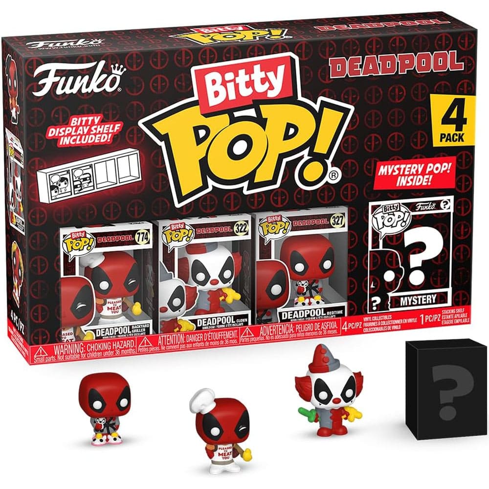 Funko Bitty Pop! Marvel Deadpool Mini Collectible Toys – Deadpool (Backyard Griller), Deadpool (Clown), Deadpool (Bedtime) & Mystery Chase Figure