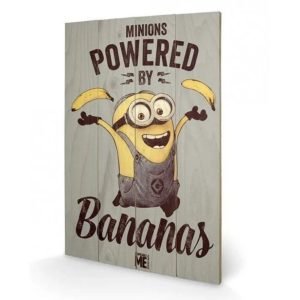 Minions Powered By Bananas Wooden Wall Art